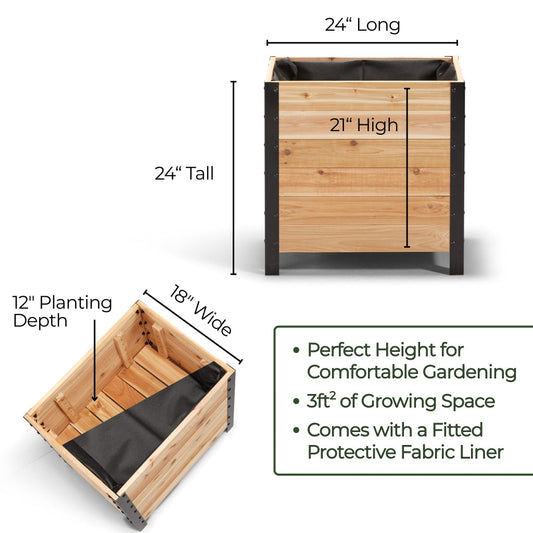 18" x 24" Planter Box - 24" TALL / Select Grade - Harvick Farms