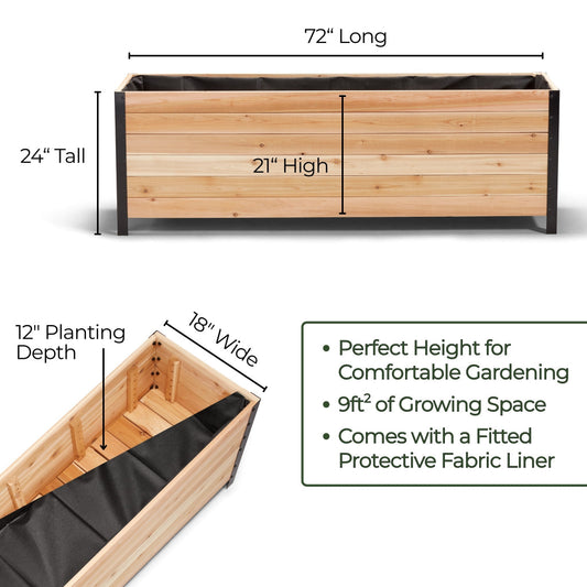 18" x 72" Planter Box - 24" TALL / Select Grade - Harvick Farms