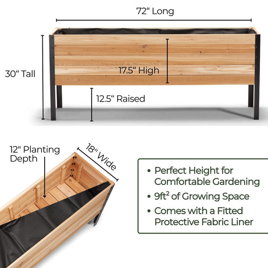18″ x 72″ Deep Root Raised Garden Bed - 30″ TALL / Select Grade - Harvick Farms