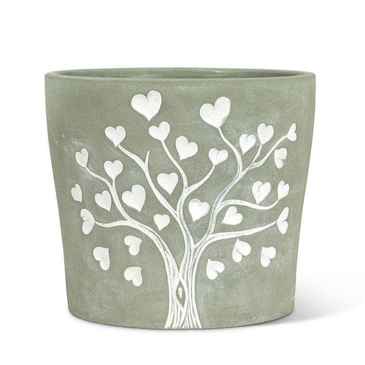 Tree of Life Planter - Engraved White Hearts Design