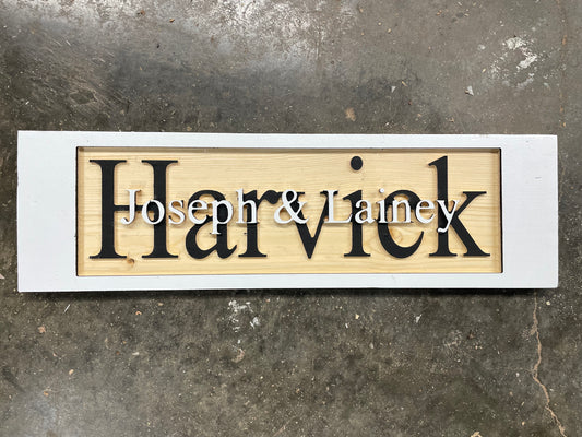 Custom Stacked Text Sign with Last Name and Word Family | Personalized