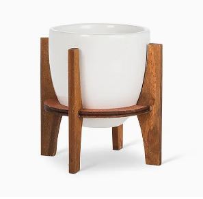 Small Pot w/Wooden Stand - 4"H