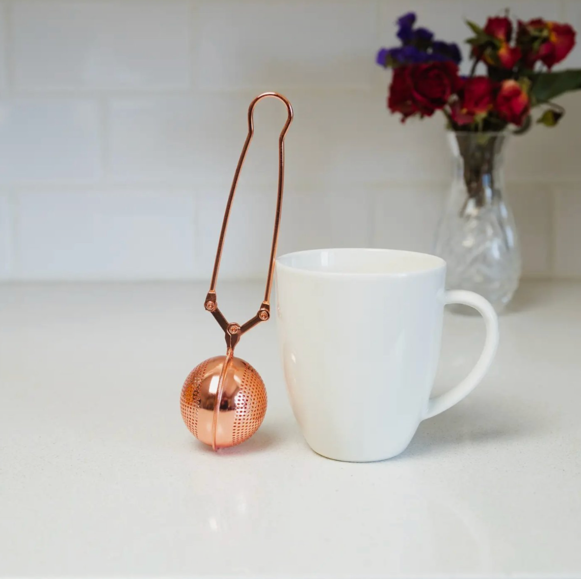 Rose Gold Stainless Steel Tea Strainer | Infuser |Bestseller Bamboo Switch