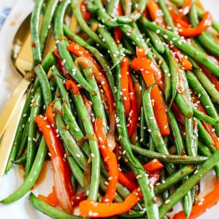 Ginger Soy Glazed Green Beans and Peppers Harvick Farms