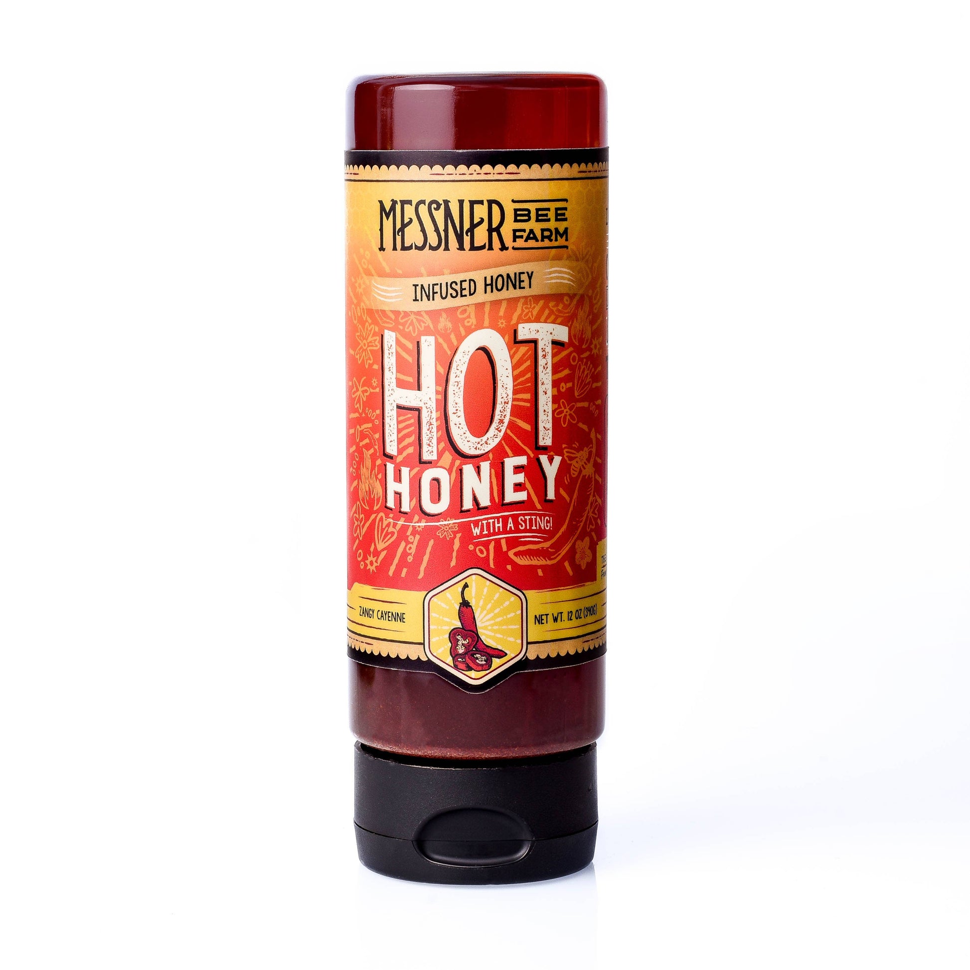 Hot Honey "With a Sting!"/ 12oz / Kansas City Infused Honey Messner Bee Farm