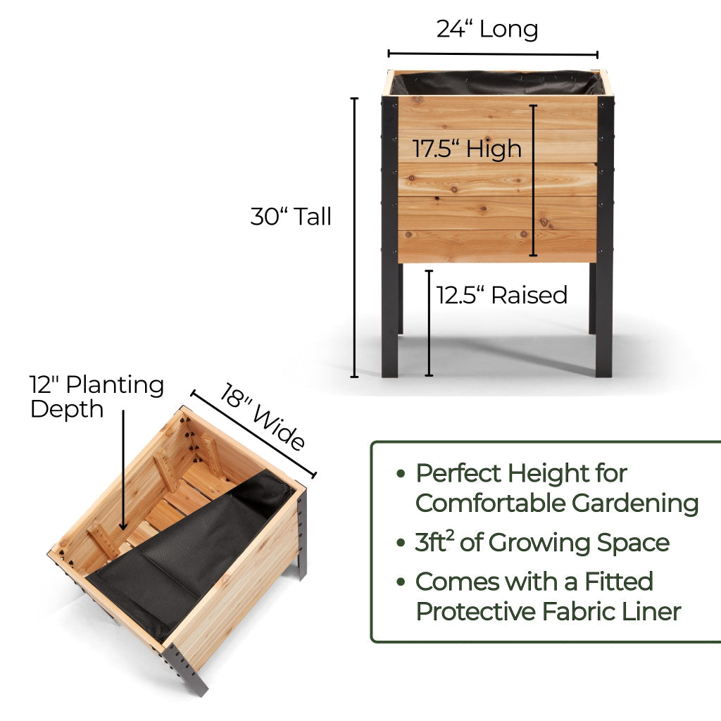 18″ x 24″ Deep Root Raised Garden Bed - 30″ TALL / Select Grade - Harvick Farms 