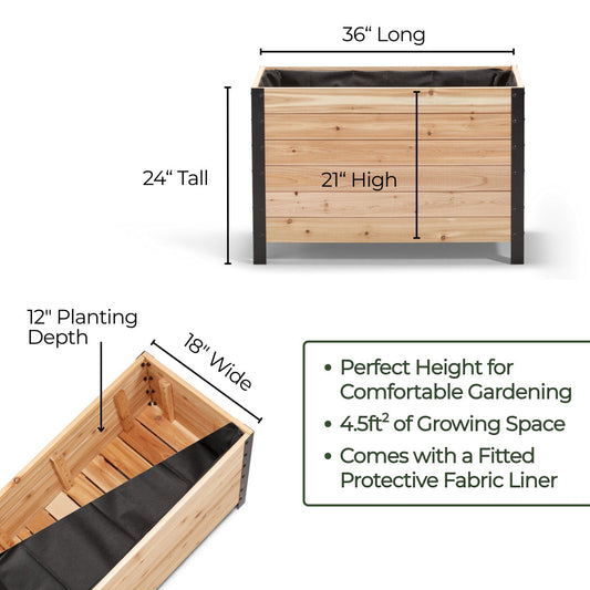 18" x 36" Planter Box - 24" TALL / Select Grade - Harvick Farms 