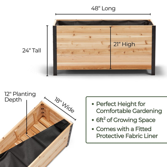 18" x 48" Planter Box - 24" TALL / Select Grade - Harvick Farms 