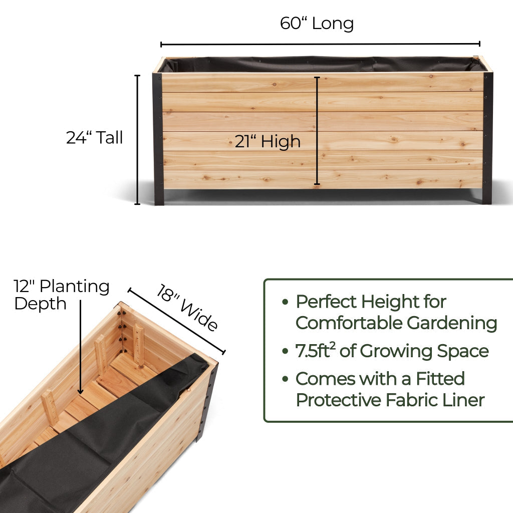 18" x 60" Planter Box - 24" TALL / Select Grade - Harvick Farms 