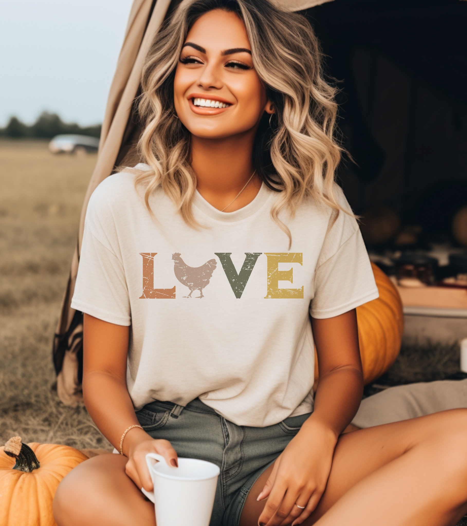 Vintage farm love chicken Rooster Farmers Market Graphic Tee Par.tees by Party On!