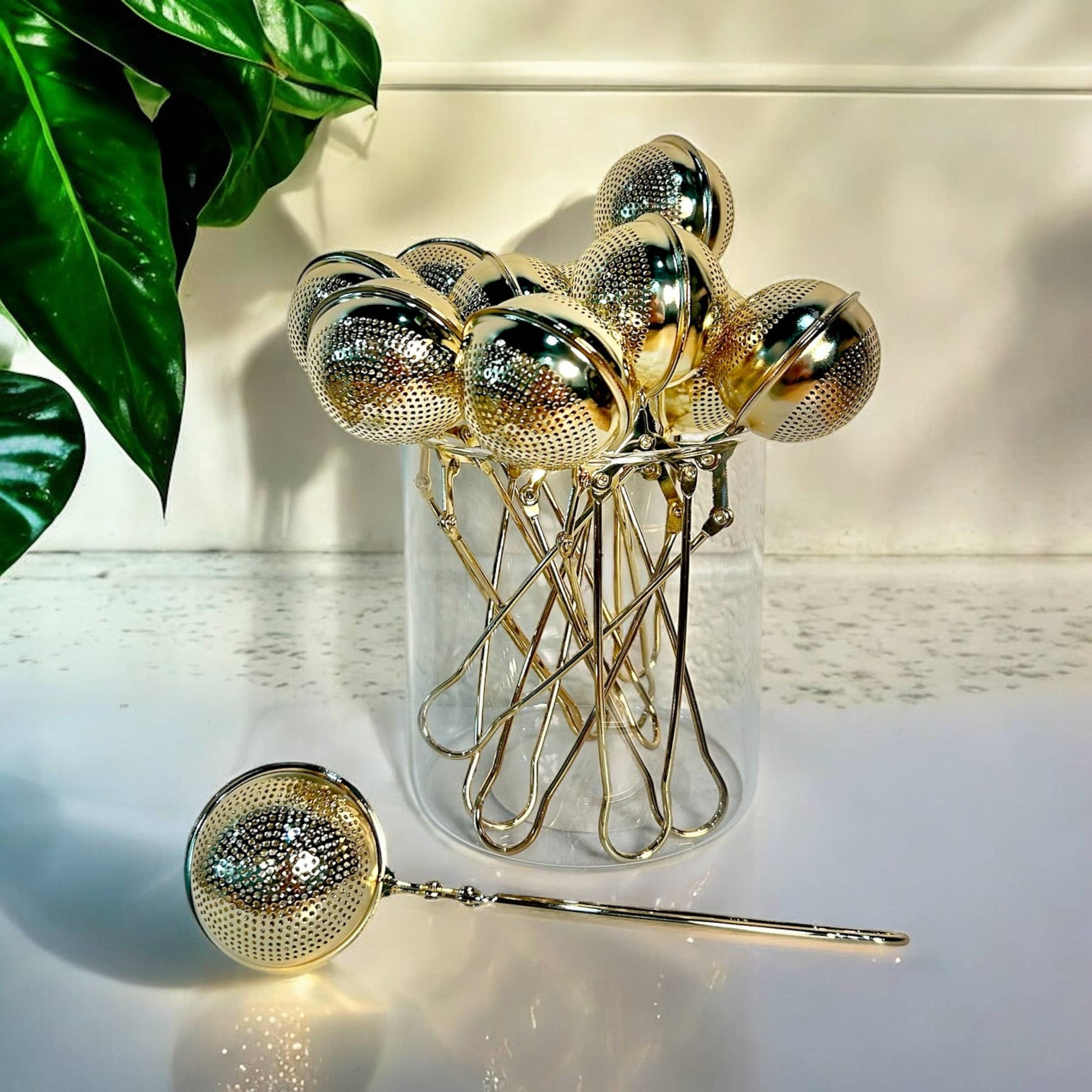 Gold Stainless Steel Tea Strainer | Infuser | Bestseller Bamboo Switch