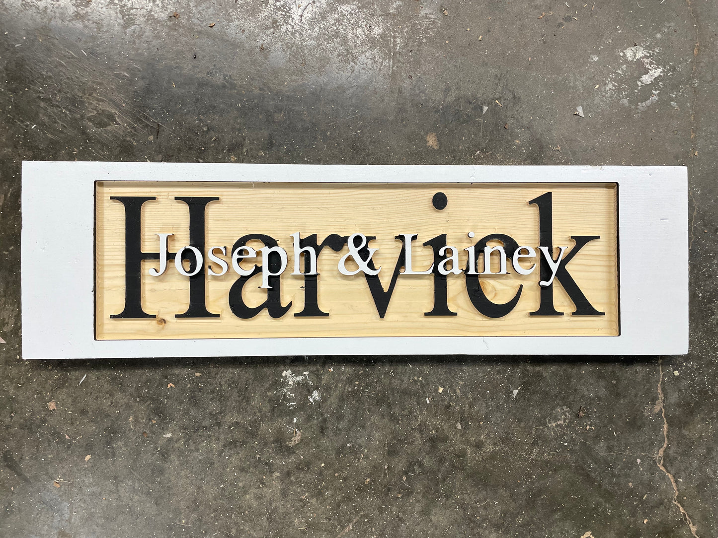 Custom Stacked Text Sign with Last Name and Word Family | Personalized