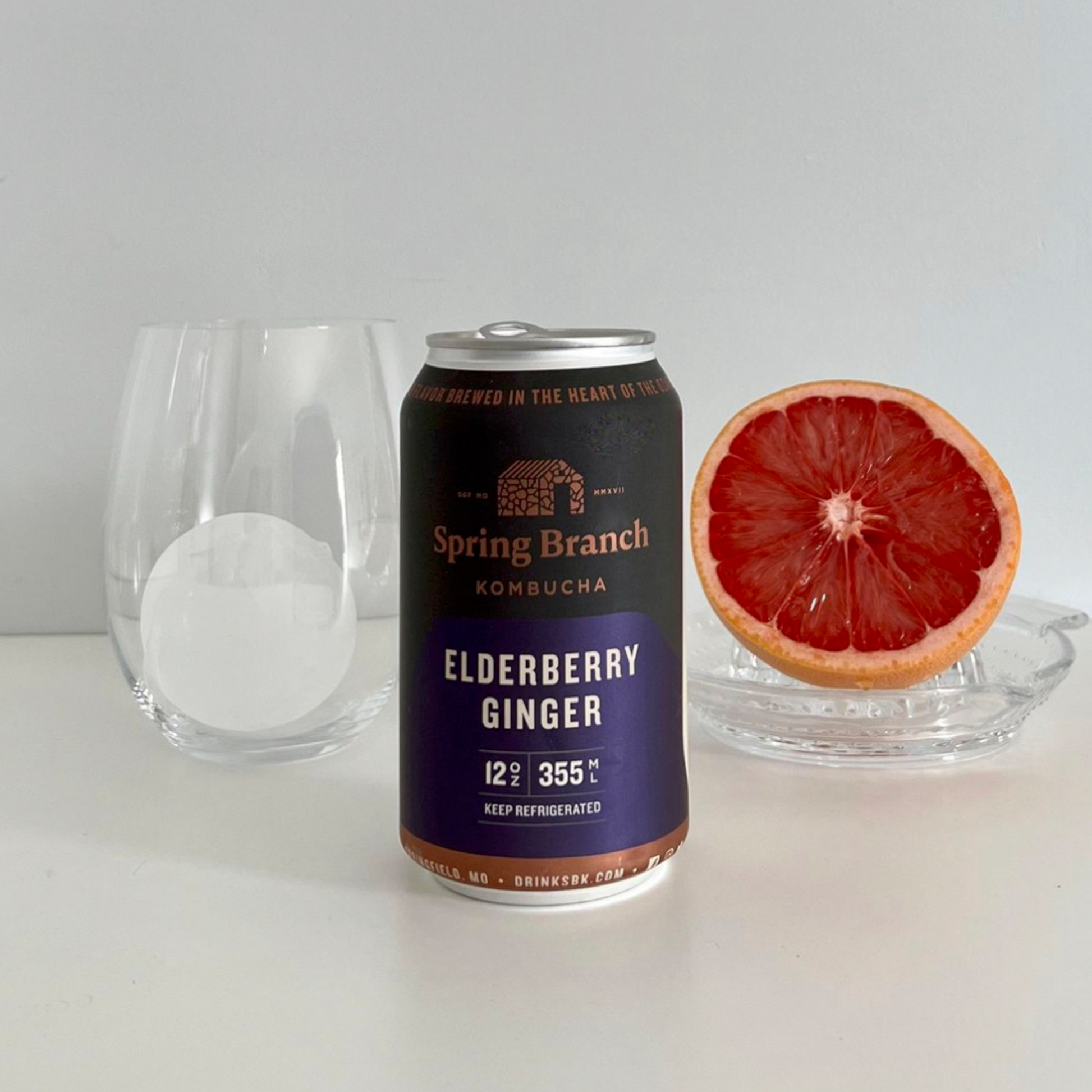 Elderberry Ginger Kombucha - Low Sugar, Gluten-Free, 12 oz Spring Branch Kombucha