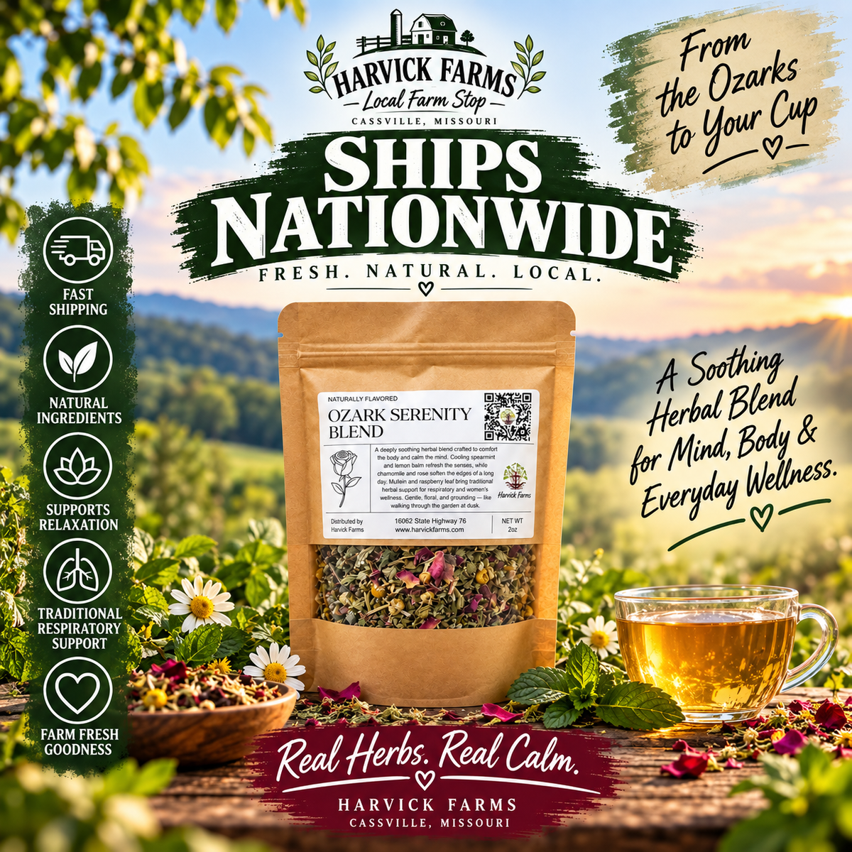 SHIPS NATIONWIDE FROM HARVICK FARMS IN CASSVILLE, MISSOURI, NEAR ROARING RIVER STATE PARK 