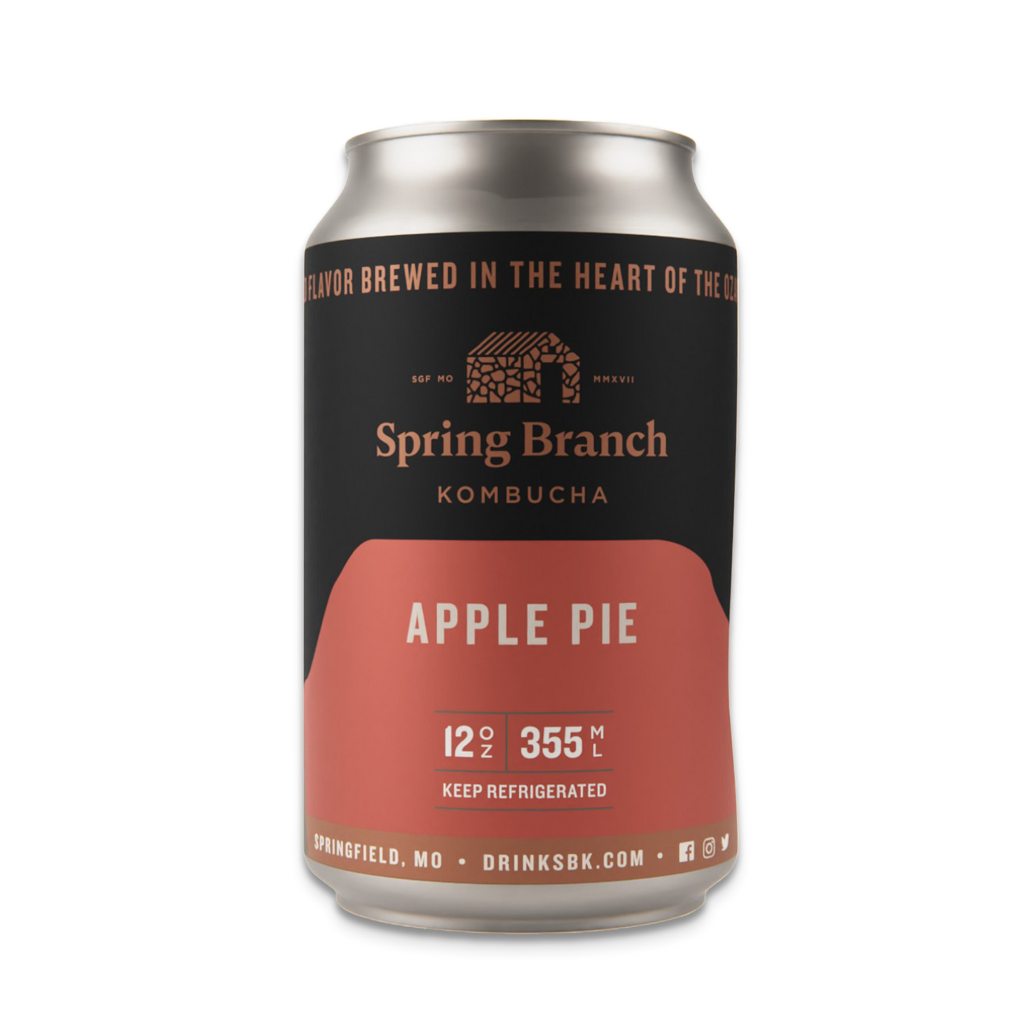 Apple Pie Kombucha - Low Sugar, Gluten-Free, Vegan, 12 oz Spring Branch Kombucha