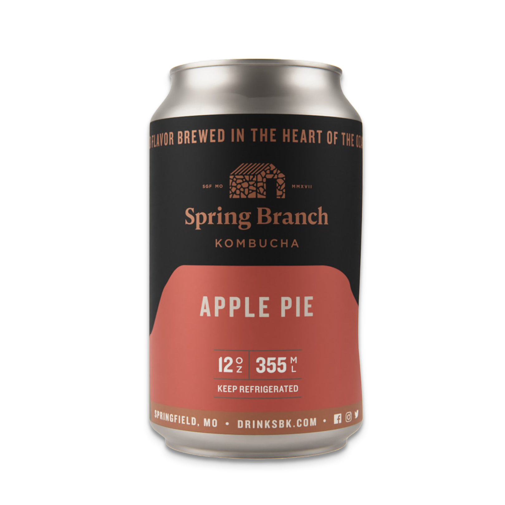Apple Pie Kombucha - Low Sugar, Gluten-Free, Vegan, 12 oz Spring Branch Kombucha