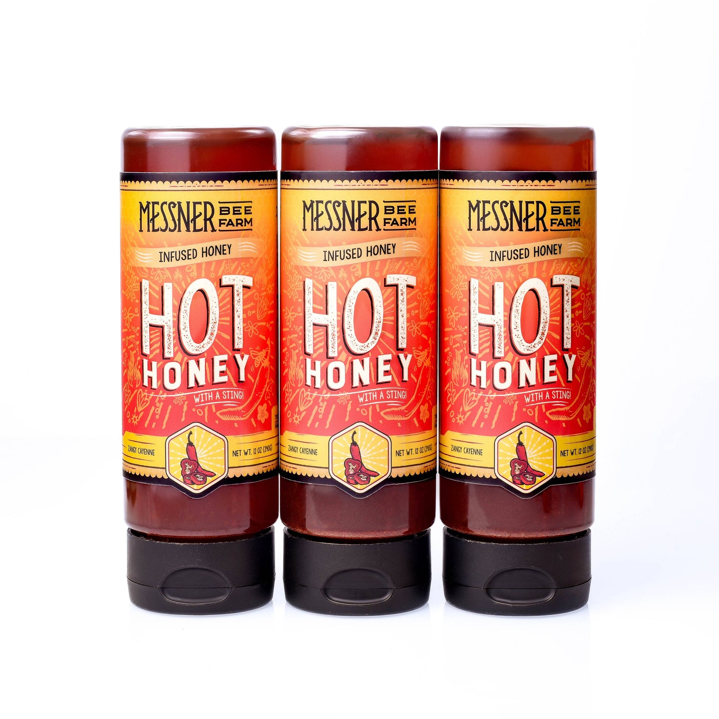 Hot Honey "With a Sting!"/ 12oz / Kansas City Infused Honey Messner Bee Farm