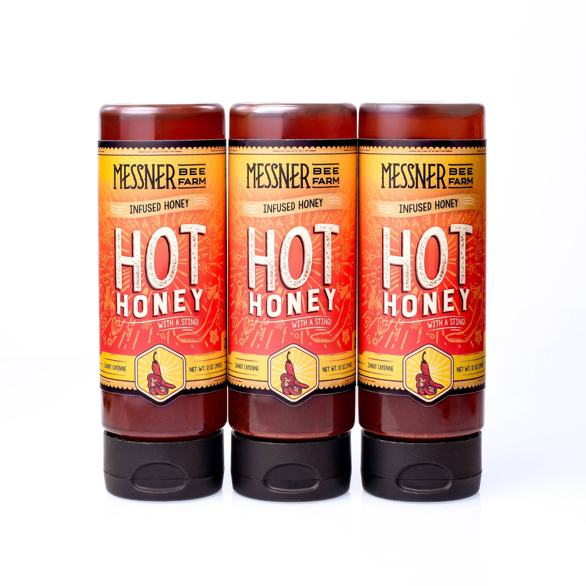 Hot Honey "With a Sting!"/ 12oz / Kansas City Infused Honey Messner Bee Farm