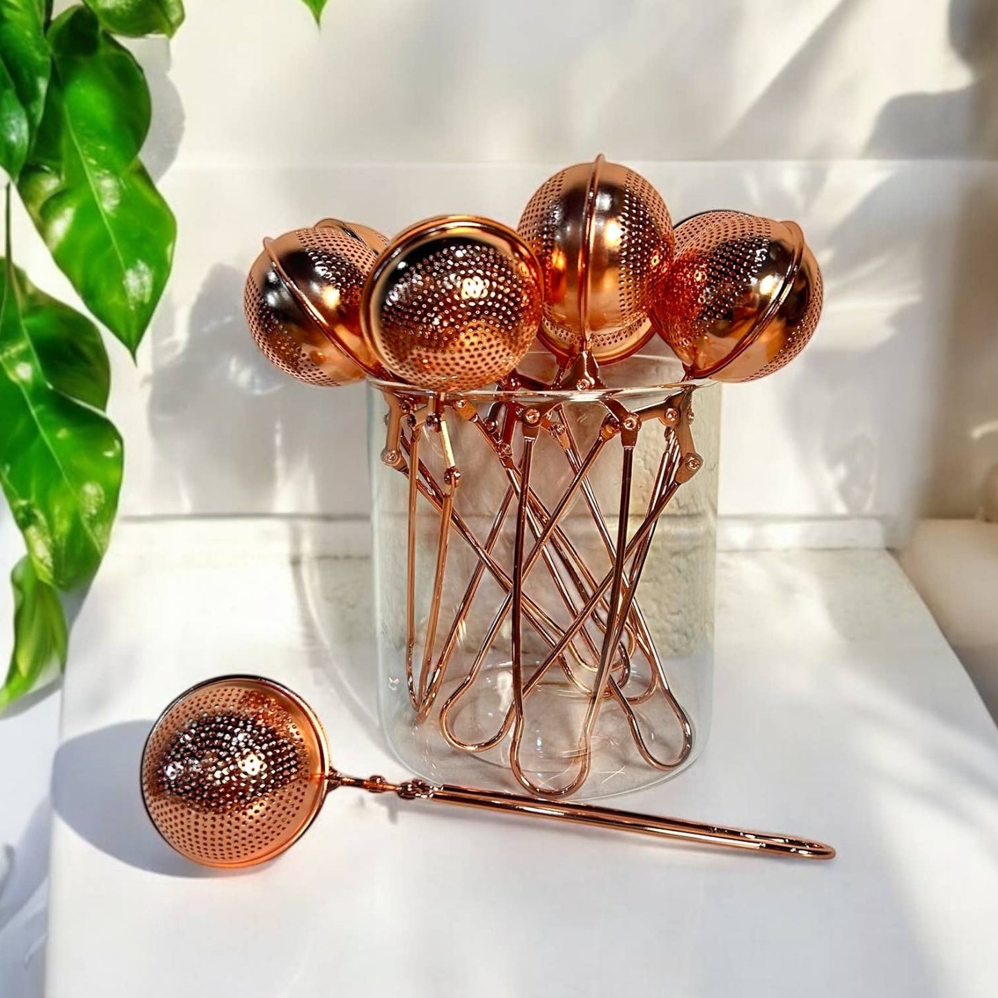 Rose Gold Stainless Steel Tea Strainer | Infuser |Bestseller Bamboo Switch